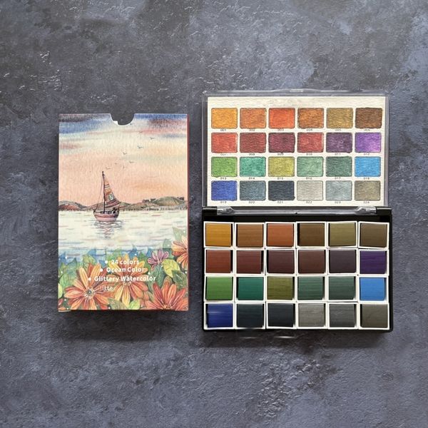 Pintura profissional de aquarela 24 brilho oceano