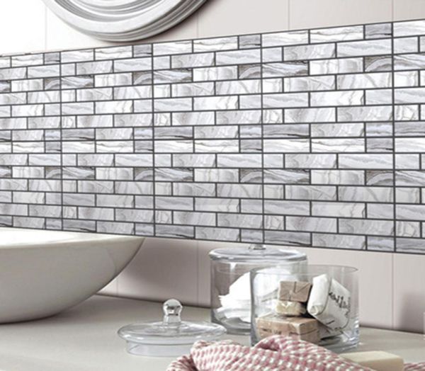 Cinza branco 3d estéreo simulação tijolo adesivos de parede diy sala estar banheiro quarto cozinha telha decoração autoadesivo papel po7733988