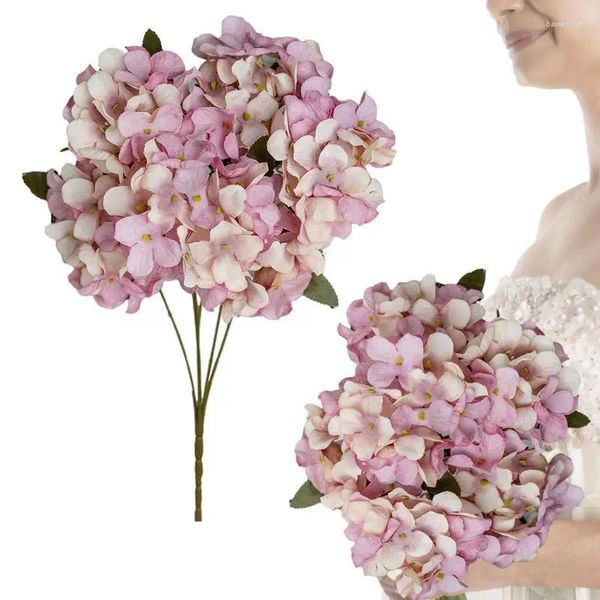 Flores decorativas linda hortênsia artificial para casa decorações de casamento buquê de outono decoração de plantas