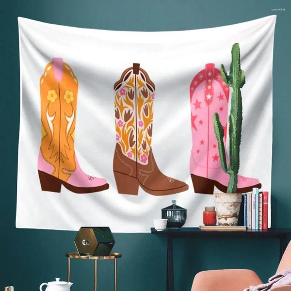 Arazzi Cartoon Stivali Arazzo Appeso a parete Arredamento camera da letto Coperta Hippie Sfondo Fiori Scarpe Illustrazioni Casa