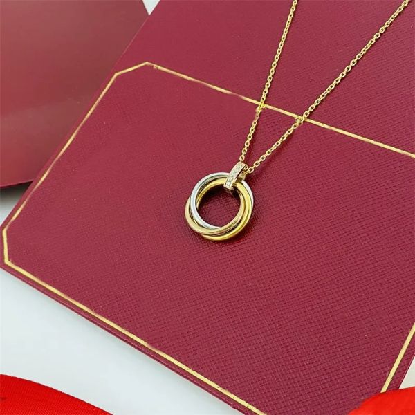 3 anelli Trinity collana amore collane gioielli di lusso donna 18 carati oro argento cuore collana hip gioielli caldi per la festa di nozze regalo spedizione gratuita