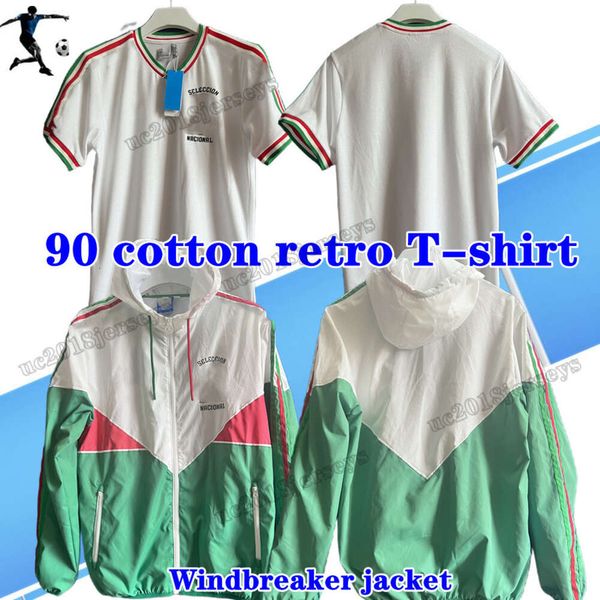 Meksika pamuk t retro tshirt 1990 retro futbol forması klasik rüzgarlık ceket futbol gömlek genç meksika pamuk retro retro casual t-shirt