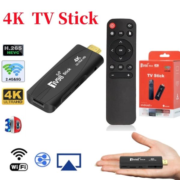 Stick TV Stick TV98 Mini TV Stick Android 12.1 4K HD 2G 16G TV Box 2.4G 5.8G Smart TV Smart TV WiFi H.265 Media Player TV Set di ricevitore T