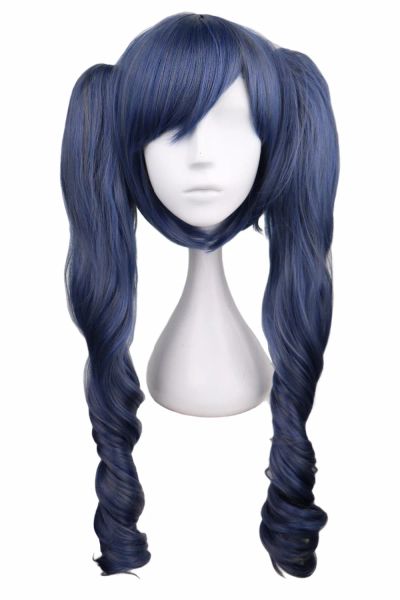 Wigs qqxcaiw long wavy cosplay schwarzer butler gemischte blaugrau grau 70 cm synthetische haarperge