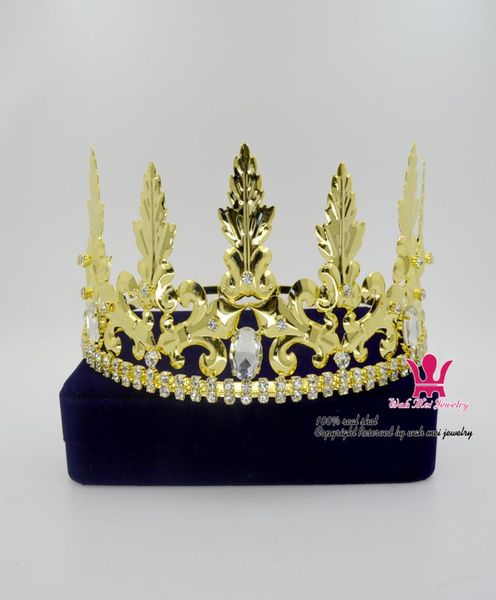 Nobile Re Regina Corona Imperiale Medievale Tiara Fascia Spettacolo Costume da Festa per Uomini o Donne Accessori per Capelli Puntelli Cosplay 00046707193