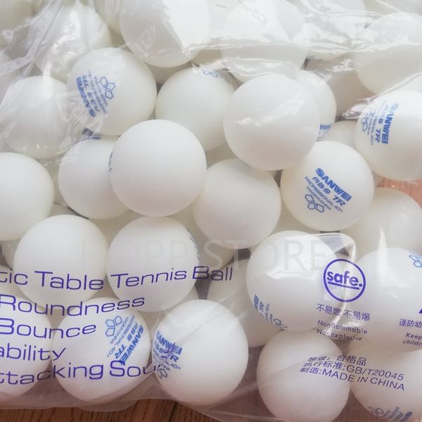 100 Balls Sanwei Novo material TR Abs de 3 estrelas Plástico 40+ Treinamento original Sanwei Table Tennis Ball Poly Ping Pong Ball