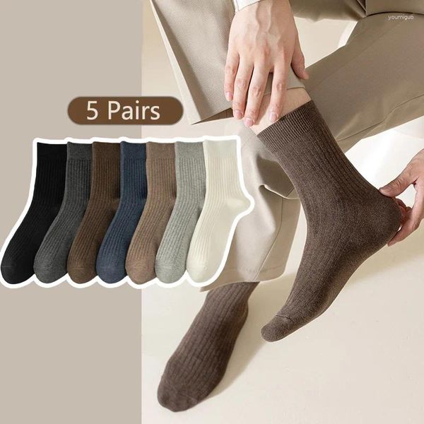 Männer Socken Einfache Vertikale Streifen Einfarbig Baumwolle Frühling Und Sommer Business Casual Männer Mittleren Rohr Elegante Gentleman Luxus