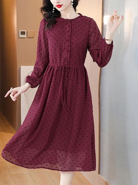 Casual Kleider Frühling Sommer Rot Strand Maxi Kleid 2024 Frauen Koreanische Bodycon Party Vintage Druck Chiffon Mode Elegante Robe