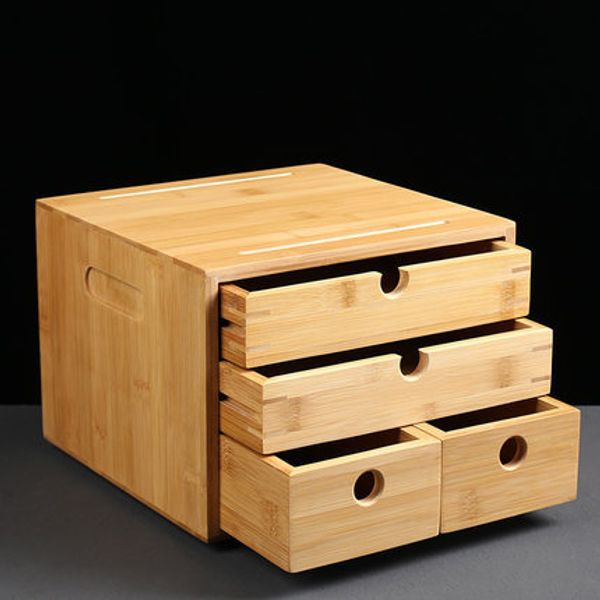 Großhandel einschichtige zweischichtige dreischichtige Schublade Puer-Teebox Bambus-Teetablett Teekuchen-Aufbewahrungsbox