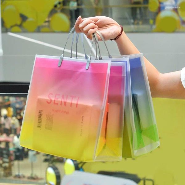 Sacos de compras bolsa tote saco de armazenamento roupas eco bolsa reutilizável transparente impermeável pp presente