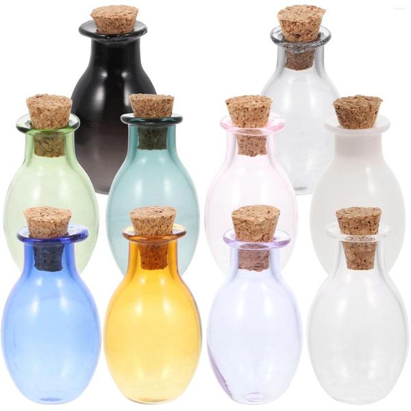 Vasen 10 Stück Mini-Glasflaschenfläschchen Ornamente Schablonenhüllen für Sammlerstücke Kleine Flaschen dekorativ