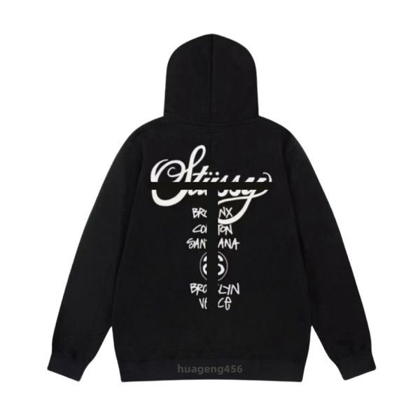 Stusssy Hoodie número oito com capuz de bola clássica de estilo de póker de impressão de letra de impressão de letra de impressão de letra desgosto