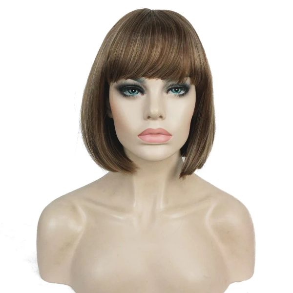 Wigs Strongbeauty 27COLOR WIG WIG Sintetica Nera/bionda Short Short Dritta Bang Bob Hair Wigs Full Wigs Full