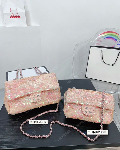 Nuova borsa di design francese di lusso classico della moda 2024 Borsa a tracolla con fibbia in argento con paillettes da donna Borsa a tracolla Borsa con due cinturini in tre colori