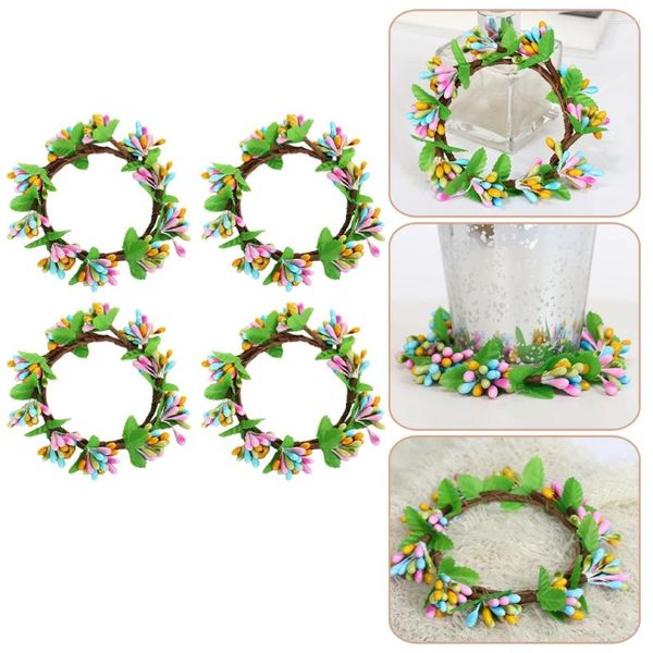 Flores decorativas 4 PCs Simulação de anel de Páscoa Wrinal