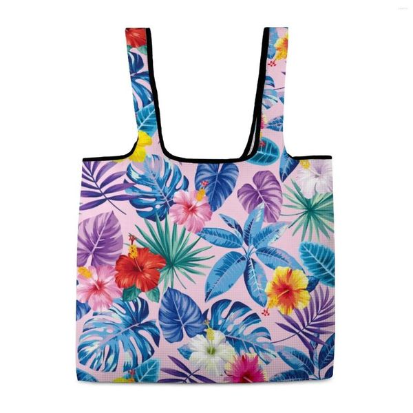 Borse per la spesa Modelli personalizzati Borsa portatile Borsa da donna con fiori colorati Pieghevole senza cerniera Leggera