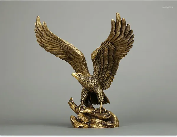 Estatuetas decorativas presente de negócios-36cm superior legal escritório em casa eficaz fortuna mascote dinheiro desenho águia abutre lanneret bronze arte
