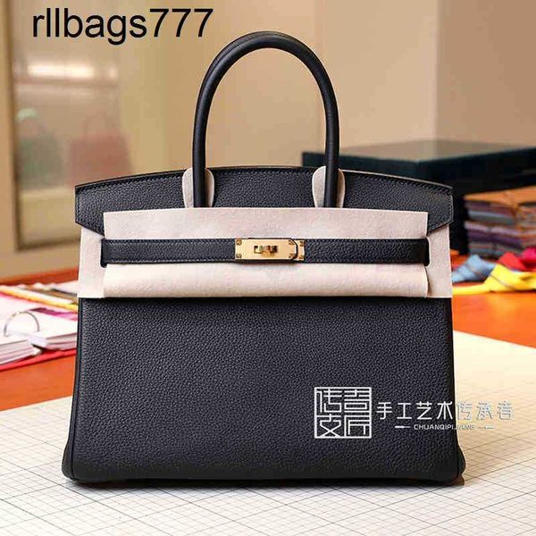 Platinum in pelle Nuova borsa da 2024 bk a mano personalizzata a mano vitello bk30cm con fibbia oro lychee nero