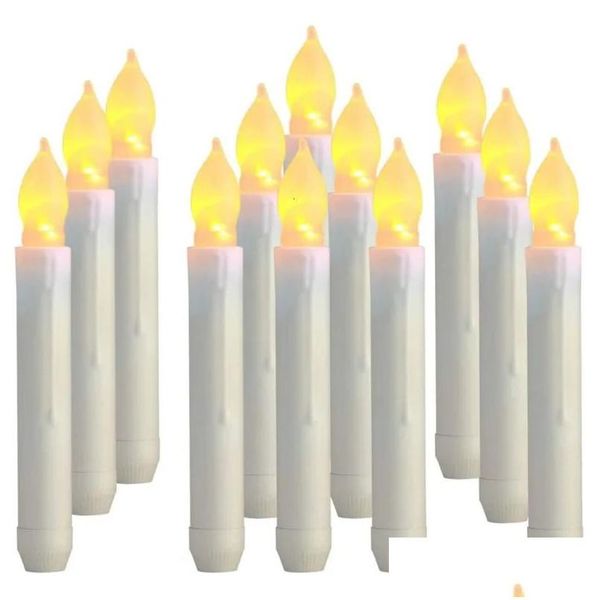 Kerzen Flammenlos 12 Stück LED 69 Zoll Batteriebetriebener Kegel für Party Klassenzimmer Kirche Geburtstagsdekoration 231019 Drop Lieferung Dhwmi