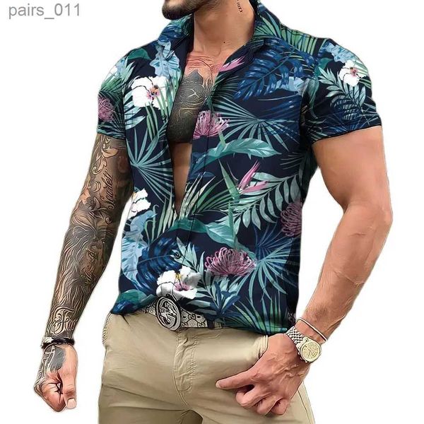 Herren lässige Hemden Hawaiian Shirts Männer Kurzarm Tops Kokosgrafikkleidung Streetwear Alltag Urlaub Neue Sommer -Hemdhemden Tops 2023 Heiße 240402