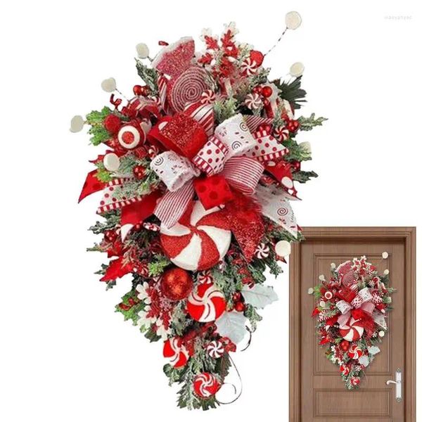 Dekorative Blumen, nützlich, praktisch, langlebig, Weihnachtskranz für die Haustür mit Krücke, Süßigkeiten, Heimdekorationen, Urlaub