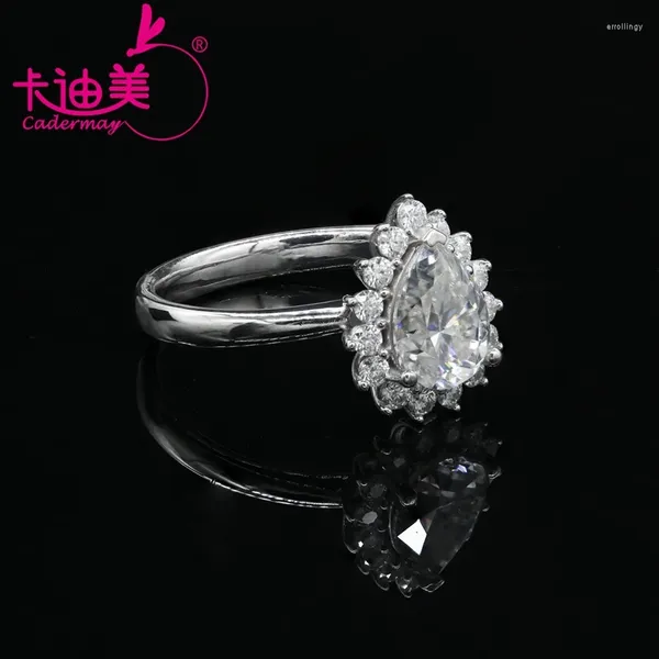 Küme halkaları cadermant mücevher lüks stil 925 sterling gümüş 1.25ct armut kesim moissanite alyans grubu satılık toptan satış fiyatı