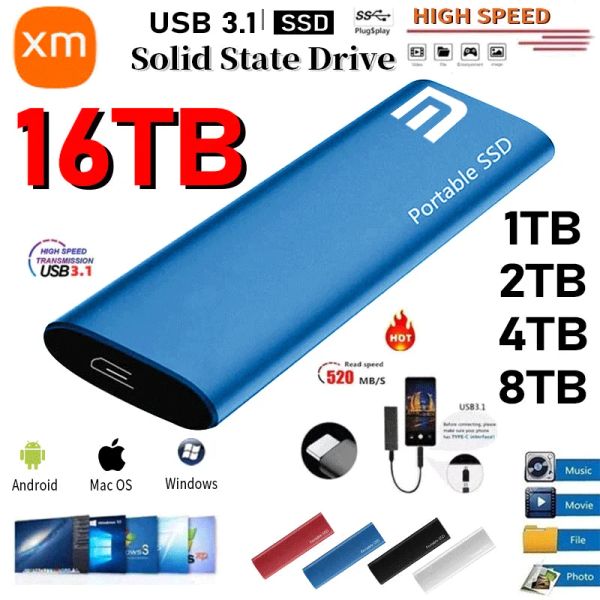 Boxs Festplatte 2TB Solid State External Drive USB3.1 Schnittstelle Tragbares SSD -Festplattenspeichergerät für Xiaomi für den Laptop -PC
