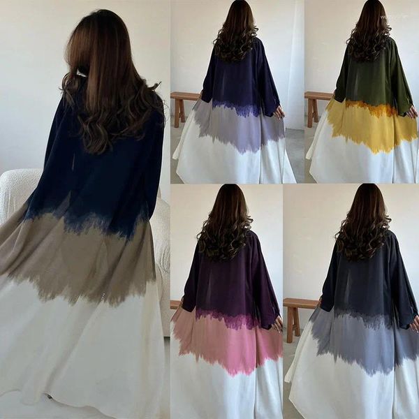 Ethnische Kleidung Kaftan Eid Muslim Tie Dye Print Abaya für Frauen Partykleid Ramadan Robe Dubai Abayas Lange Abendkleider Kaftan