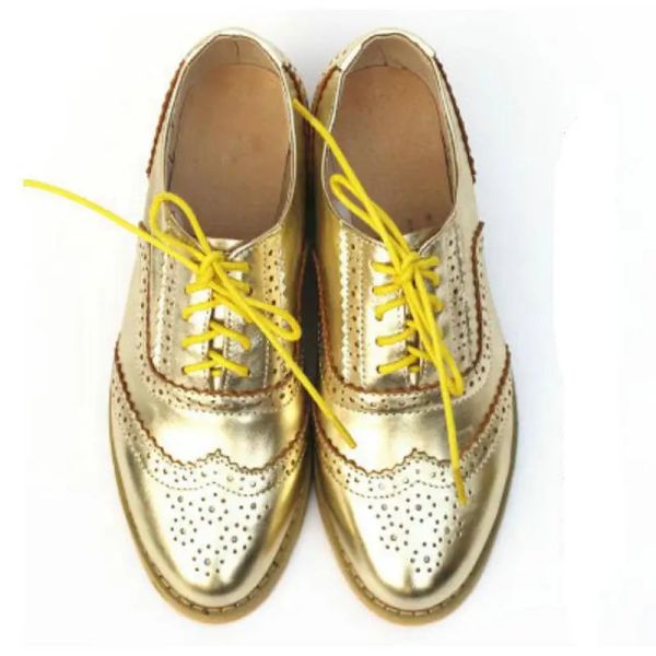 Oxfords Golden Silver Women Shoe Single Venta British punta scarpe pianeggianti allacciata su Oxford Casual Moccasins Times 3445