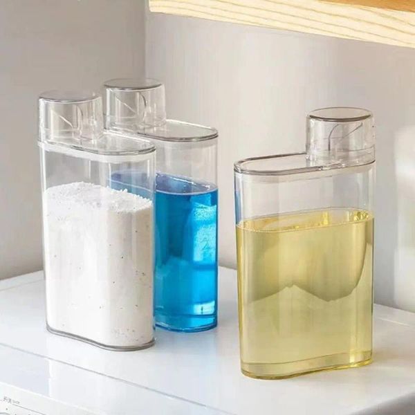 Garrafas de armazenamento dispensador de amaciante de roupas transparente plástico grande capacidade detergente para roupa selado com tampa recipiente de grânulo de perfume
