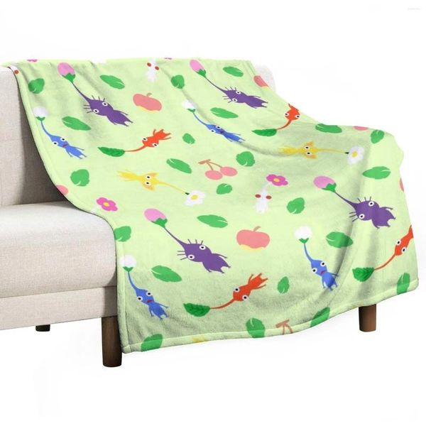 Coperte Simpatica coperta con motivo Pikmin polare per divano Flanelle morbido plaid