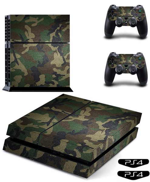 Adesivo clássico ps4 camuflagem verde capa de vinil decalque adesivo de pele para sony play station 4 console e 2 controladores skin3550975