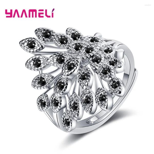 Anelli a grappolo in argento sterling 925 regolabile per matrimonio per donne ragazze gioielli di moda in cristallo CZ regalo di San Valentino all'ingrosso