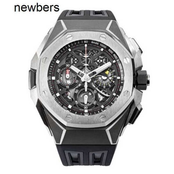 Top Herren Aps Factory Audemar Pigue Uhr Schweizer Uhrwerk Abbe Concept Watch 43 mm Titanlegierungsrahmen Unmarkiertes Zifferblatt Gummi