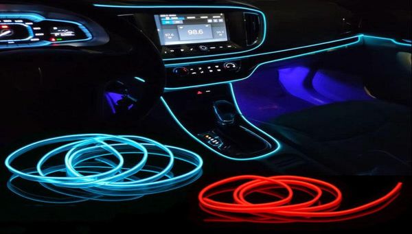 Tiras Interior do carro EL Fio Auto Flexível Atmosfera Neno Tubo Macio USB Lâmpada Iluminação Faixa Ambiente 12 V LED Flex Corda Fita Light3350254