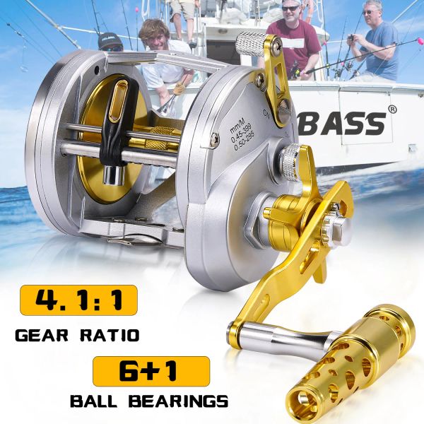 Carretilhas Sougayilang Qualidade Superior Mão Esquerda Trolling Carretel De Pesca Full Metal Corpo 25kg Max Drag Carretel De Fundição Para Pesca Marítima De Água Salgada