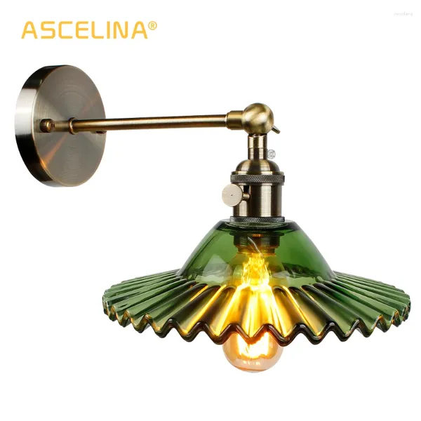 Lampada da parete ASCELINA Vetro per interni Luce notturna Camera da letto Lampade Edison Bronzo antico Retro Creativo Moderno decorativo