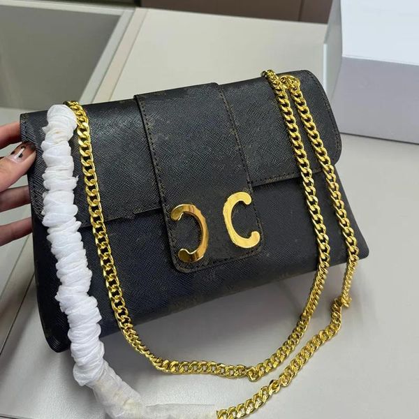 Nova bolsa feminina ombro volta crossbody saco de corrente lockbuckle couro pista marca clássico caso duro