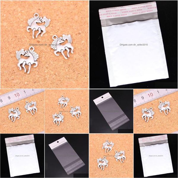 Charms 94pcs Antik Sier Kaplamalı At kolyeleri Avrupa bilezik mücevherleri için DIY el yapımı 19x25mm damla teslimat bulguları compo dhwhw