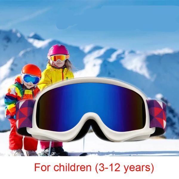 Occhiali Maschere da sci per bambini Doppi strati Lenti Antiappannamento Sport invernali Occhiali da sci Bambini Snow Snowboard Occhiali per bambini 312 Boy Girl