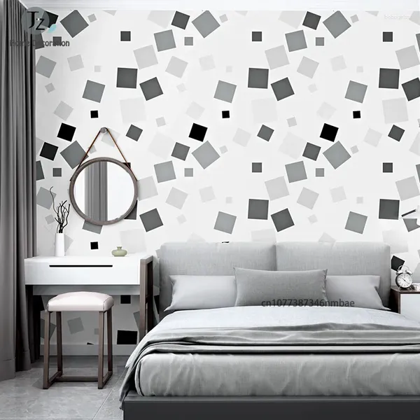 Sfondi Carta da parati nordica Ins Bianco e nero Reticolo Motivo geometrico Carta da parati Camera da letto Soggiorno Coreano Moderno minimalista