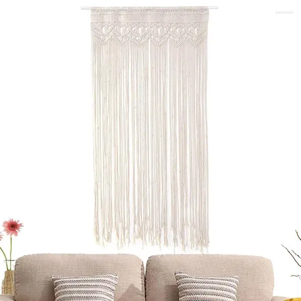 Tapeçarias de parede tapeçaria tecida boho decorativo madeira rústica artesanal bege decoração elegante apartamento quarto dormitório porta