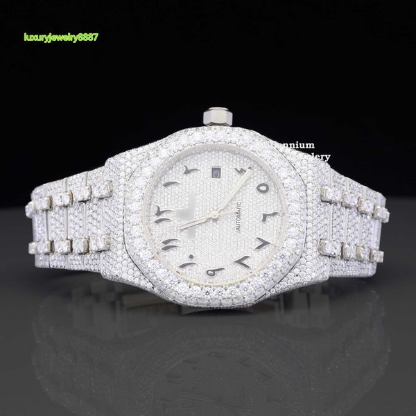 Роскошные фирменные часы Iced Out с муассанитом, наручные часы в стиле хип-хоп для мужчин, часы из нержавеющей стали по оптовой цене