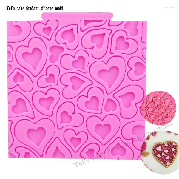 Moldes de cozimento Tapete de renda Molde de silicone Coração Padrão Molde Molde de açúcar Artesanato Bolo Fondant Decoração Amor F0857