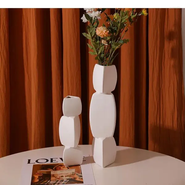 Vasos Vaso de Cerâmica Geometria Arranjo de Flor Moderna Decoração de Casa Acessórios Artesanato Mobiliário Simulação Pedra