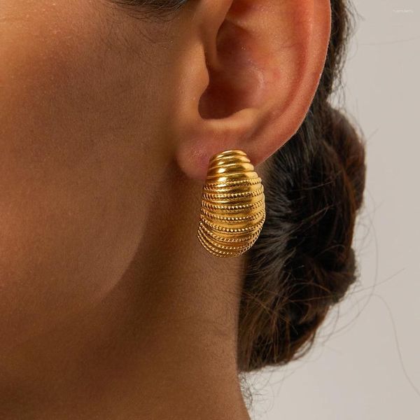 Ohrstecker Uworld Edelstahl Streifen Textur Metallic Charm Goldfarbe Trendiger Modeschmuck für Frauen Valentinstagsgeschenk