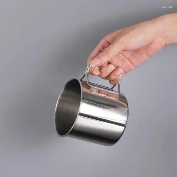 Tazze Tazza da tè Tazza da escursione da 250 ml Bottiglia da viaggio portatile leggera pieghevole in acciaio inossidabile appesa