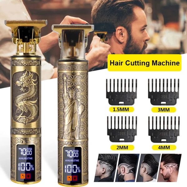 Düzeltici USB Metal Saç Kesme Hine Elektrikli Saç Clipper LCD Ekran Barber Electric Tıraş Alın