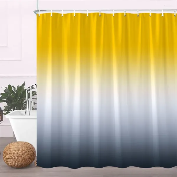 Tende per doccia gradiente geometrico grigio giallo moderno moderno vasca da bagno semplice accessori da bagno set di decorazioni per la casa lavabile