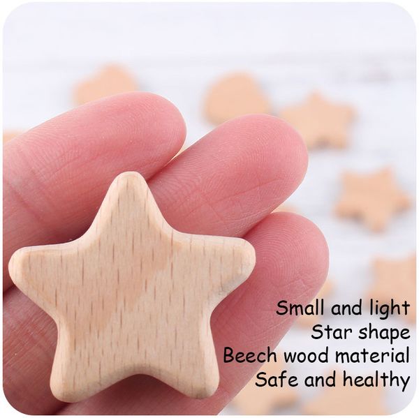 10 pezzi di legno di faggio per perle di legno di faggio a stella del cuore forma per perle per perline per baby -teet
